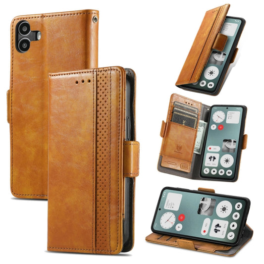 For Nothing CMF Phone 1 CaseNeo Splicing Dual Magnetic Buckle Leather Phone Case(Khaki) - Nothing Cases by buy2fix | Online Shopping UK | buy2fix