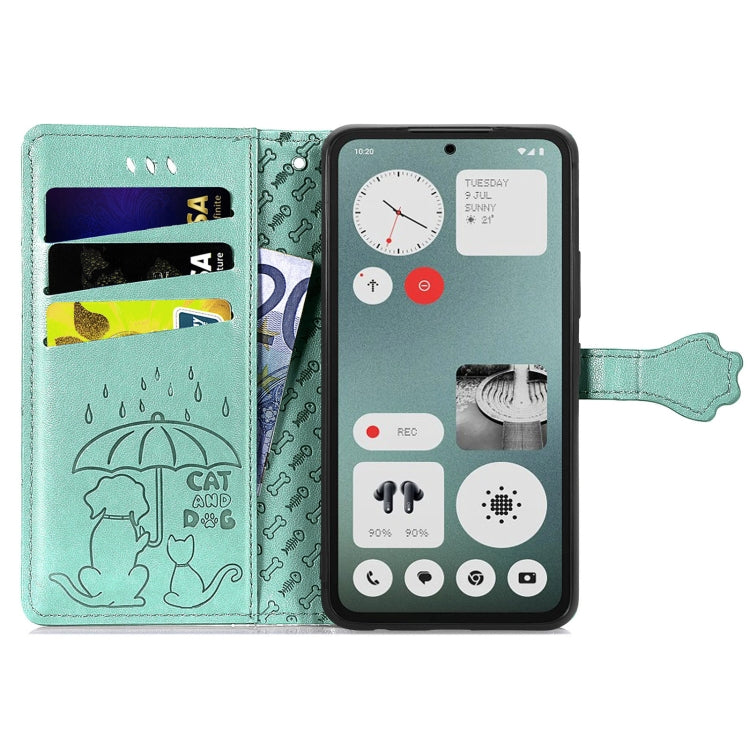 For Nothing CMF Phone 1 Cat and Dog Embossed Leather Phone Case(Green) - Nothing Cases by buy2fix | Online Shopping UK | buy2fix