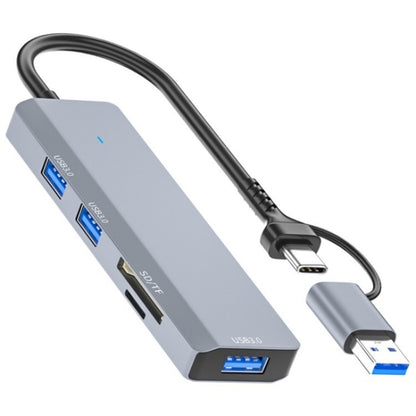 ADS-310D 2-in-1 Type-C + USB to 3 x USB 3.0 + SD / TF Card Slots Multi-Port Hub by buy2fix