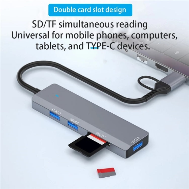 ADS-310D 2-in-1 Type-C + USB to 3 x USB 3.0 + SD / TF Card Slots Multi-Port Hub by buy2fix