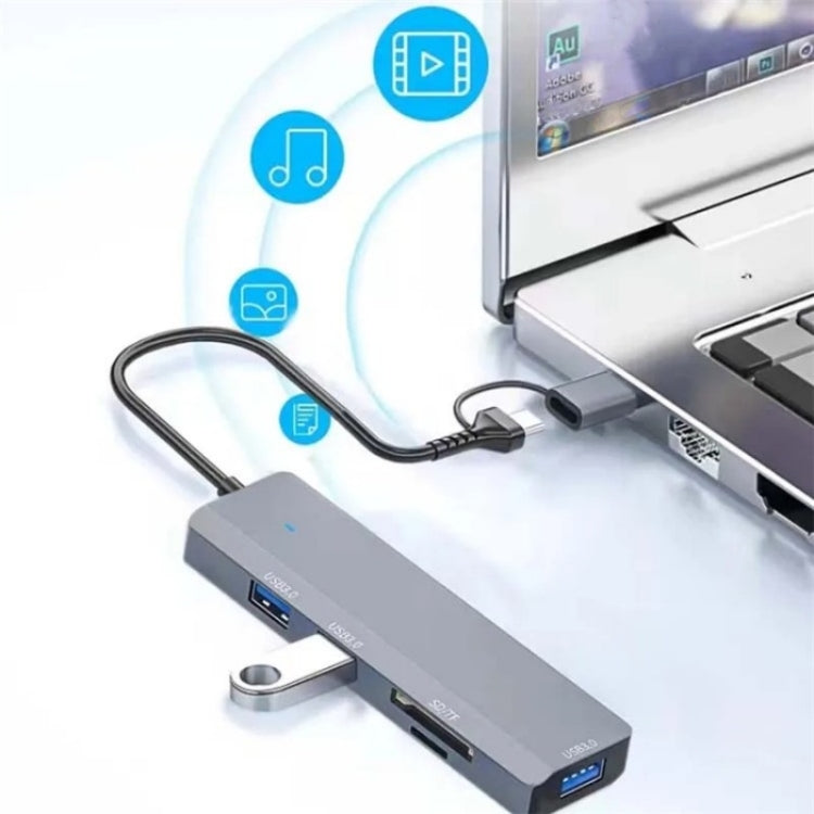 ADS-310D 2-in-1 Type-C + USB to 3 x USB 3.0 + SD / TF Card Slots Multi-Port Hub by buy2fix