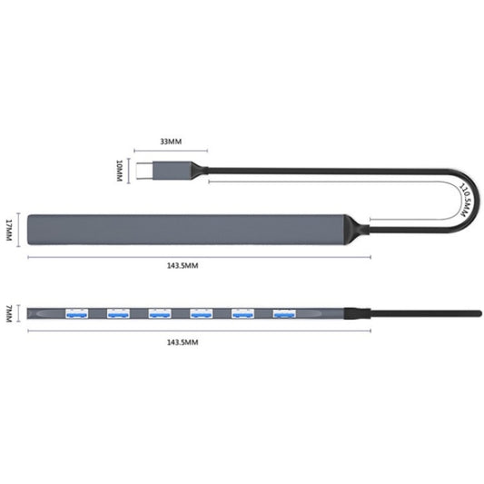 ADS-303C 7 Port USB 3.0 HUB Docking Station For Laptop / Tablet / PC, Type-C Port by buy2fix