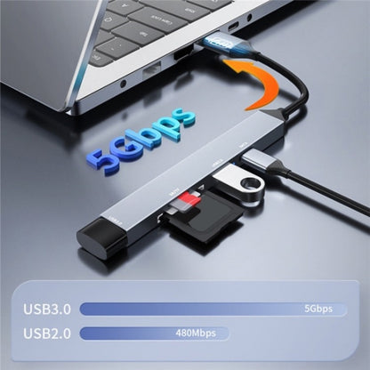 ADS-806A 5-in-1 Card Reader USB-A to USB3.0 + USB2.0 + Type-C + SD/TF Slot USB Hub by buy2fix