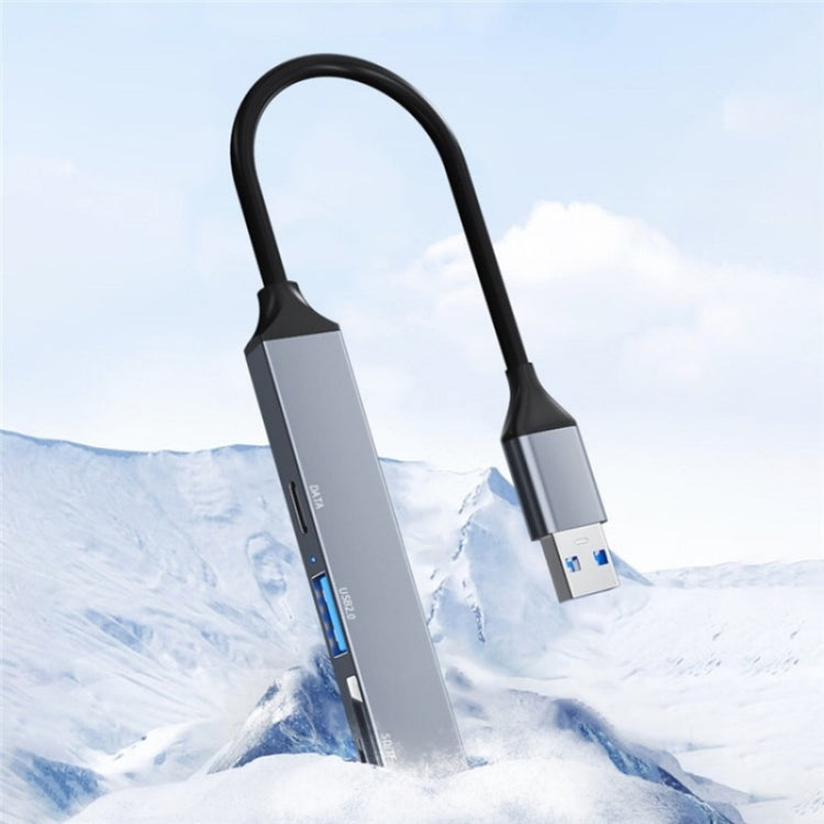 ADS-806A 5-in-1 Card Reader USB-A to USB3.0 + USB2.0 + Type-C + SD/TF Slot USB Hub by buy2fix