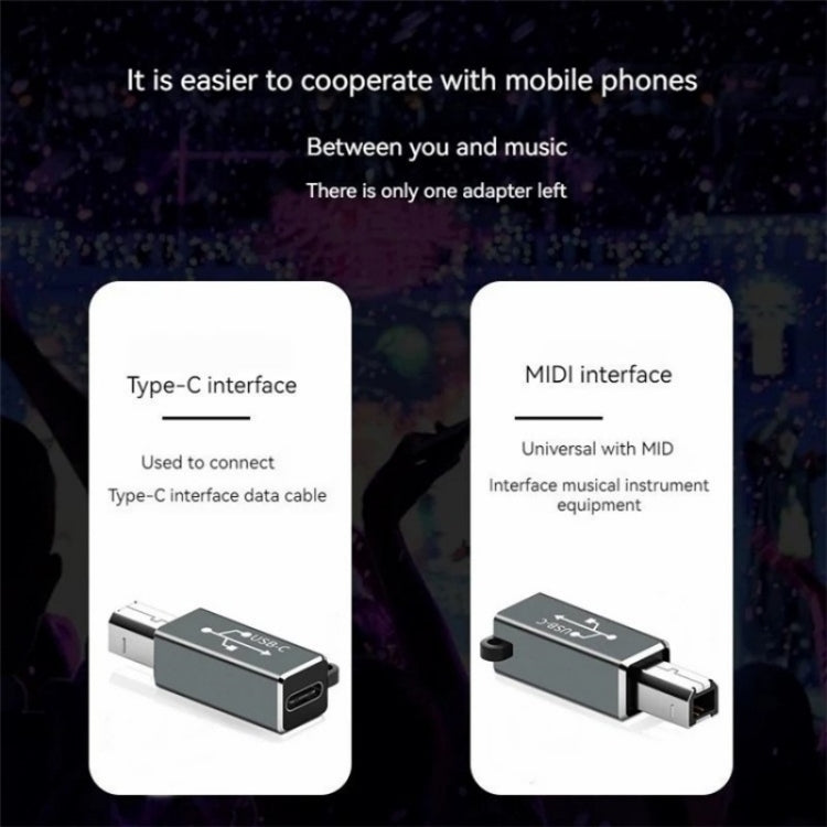 ADS-618 USB-C / Type-C Female to MIDI Male Electric Piano Printer Scanner Adapter(Grey) by buy2fix