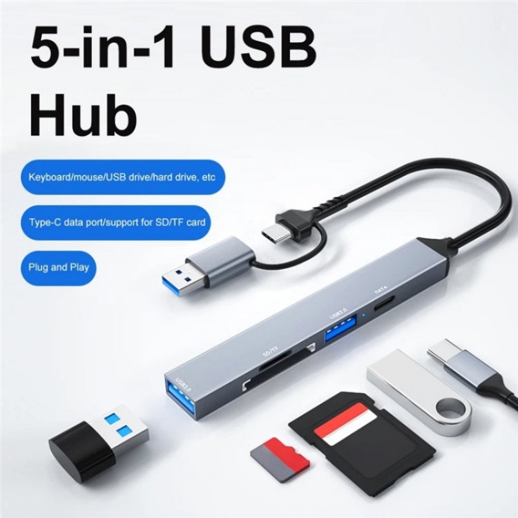 ADS-806D Type-C+USB to USB 3.0 Hub SD / TF Card Reader Multi-Function Docking Station by buy2fix