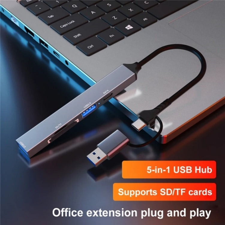 ADS-806D Type-C+USB to USB 3.0 Hub SD / TF Card Reader Multi-Function Docking Station by buy2fix