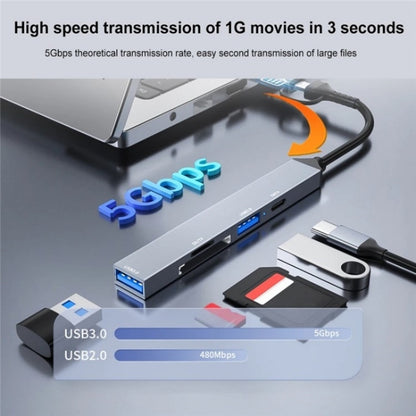 ADS-806D Type-C+USB to USB 3.0 Hub SD / TF Card Reader Multi-Function Docking Station by buy2fix