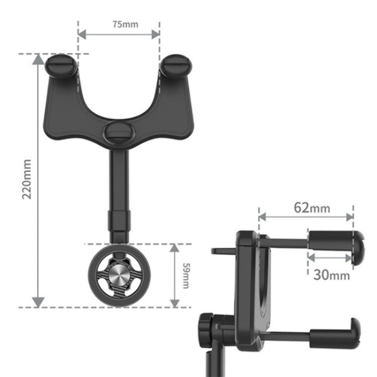 23-H06 Magnetic Phone Bracket Adjustable Angle Car Rearview Mirror Mount Holder by buy2fix