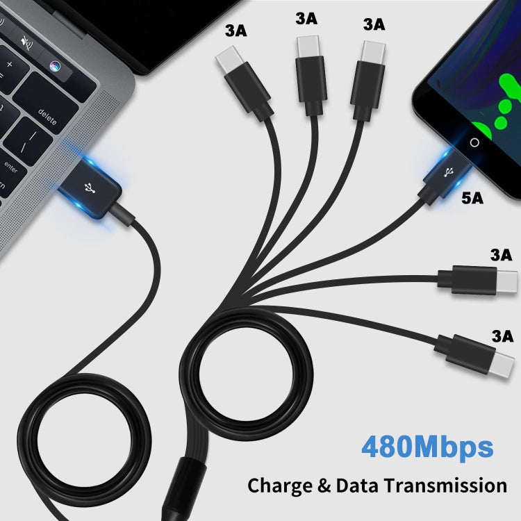 JUNSUNMAY 6 in 1 USB 2.0 to Type-C Splitter Cable, Length:0.5m - USB-C & Type-C Cable by JUNSUNMAY | Online Shopping UK | buy2fix