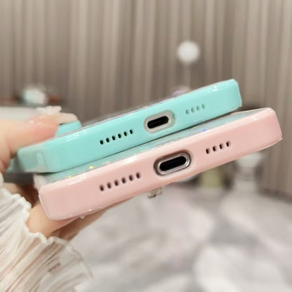 For iPhone 16 Pro Max Color Butterfly Glitter Epoxy TPU Phone Case(Pink) by buy2fix