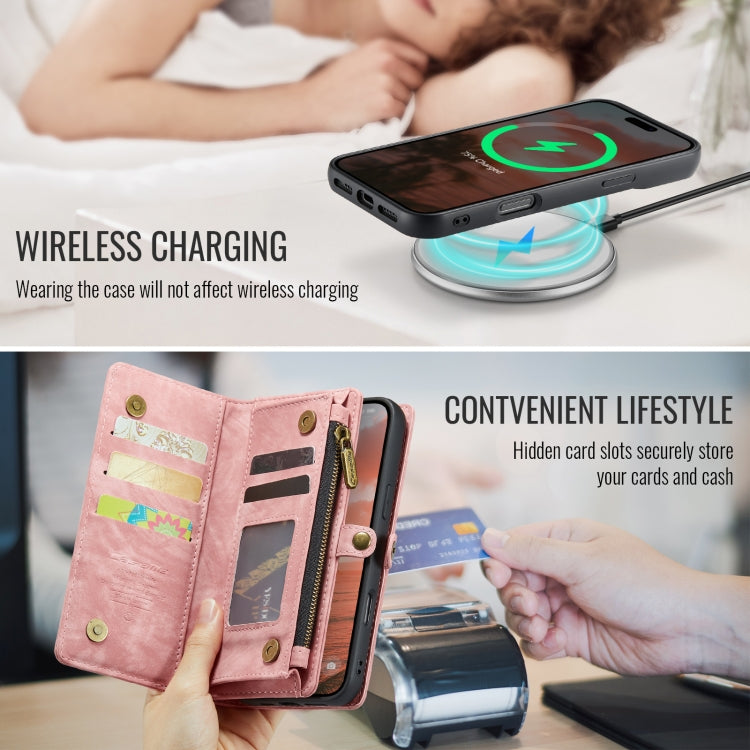 For iPhone 16 Pro CaseMe 008 Detachable Multifunctional Leather Phone Case(Pink) - iPhone 16 Pro Cases by CaseMe | Online Shopping UK | buy2fix