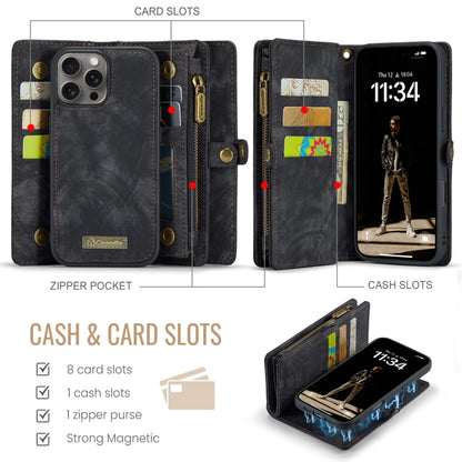 For iPhone 16 Pro CaseMe 008 Detachable Multifunctional Leather Phone Case(Black) - iPhone 16 Pro Cases by CaseMe | Online Shopping UK | buy2fix