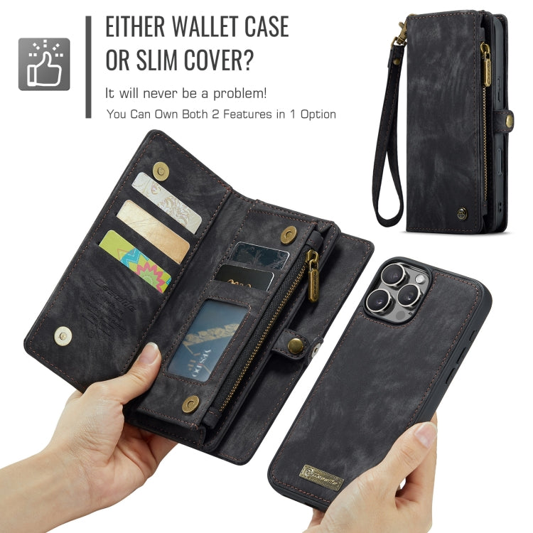 For iPhone 16 Pro CaseMe 008 Detachable Multifunctional Leather Phone Case(Black) - iPhone 16 Pro Cases by CaseMe | Online Shopping UK | buy2fix