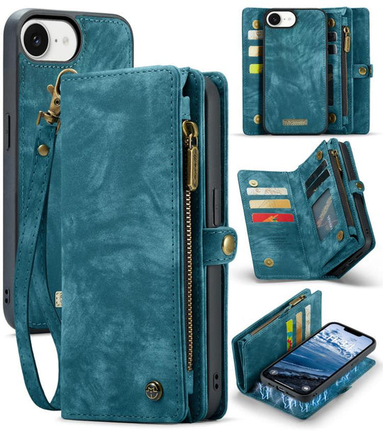 For iPhone 17e / 16e CaseMe 008 Detachable Multifunctional Leather Phone Case(Blue)