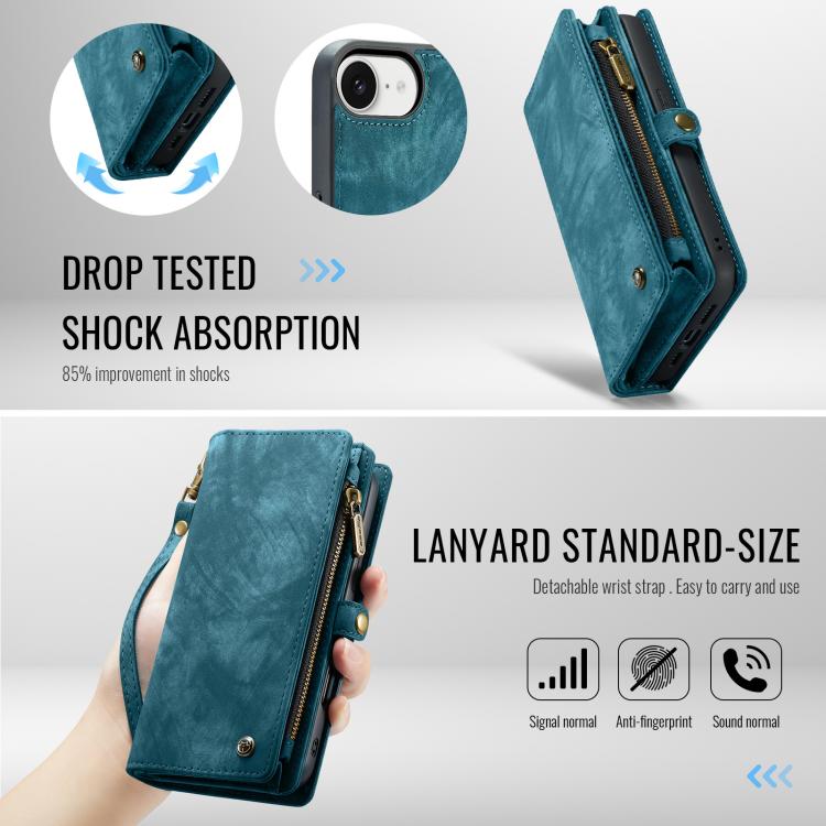 For iPhone 16e CaseMe 008 Detachable Multifunctional Leather Phone Case(Blue) - iPhone 16e Cases by CaseMe | Online Shopping UK | buy2fix
