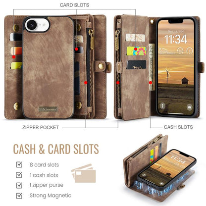 For iPhone 16e CaseMe 008 Detachable Multifunctional Leather Phone Case(Brown) - iPhone 16e Cases by CaseMe | Online Shopping UK | buy2fix