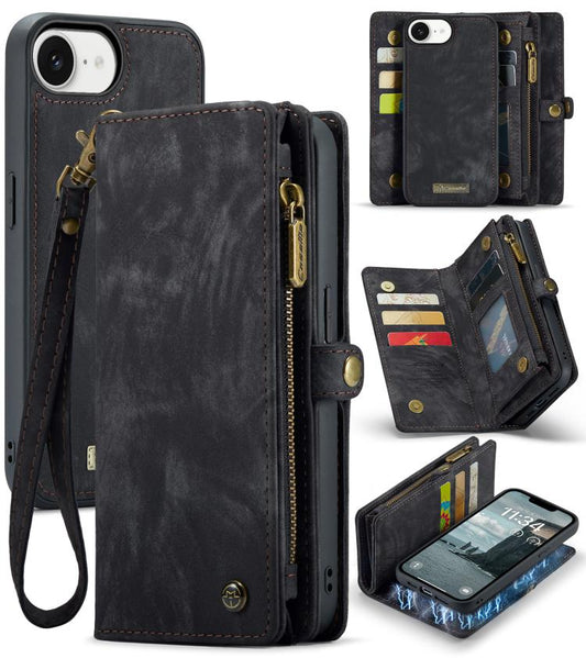 For iPhone 16e CaseMe 008 Detachable Multifunctional Leather Phone Case(Black) - iPhone 16e Cases by CaseMe | Online Shopping UK | buy2fix