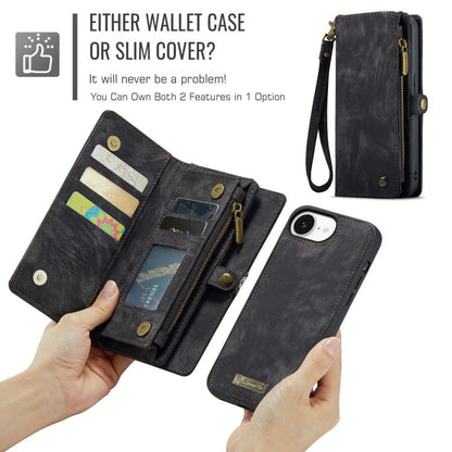 For iPhone 16e CaseMe 008 Detachable Multifunctional Leather Phone Case(Black) - iPhone 16e Cases by CaseMe | Online Shopping UK | buy2fix