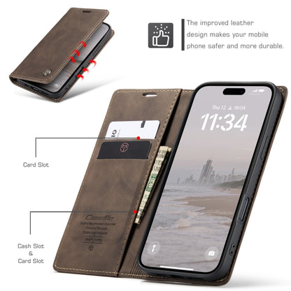 For iPhone 16 Plus CaseMe 013 Multifunctional Horizontal Flip Leather Phone Case(Coffee) - iPhone 16 Plus Cases by CaseMe | Online Shopping UK | buy2fix