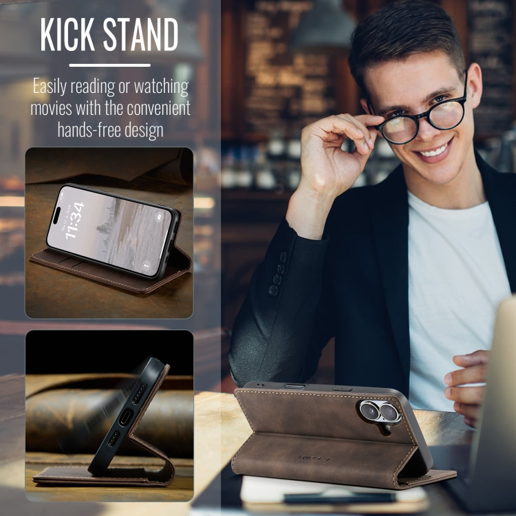 For iPhone 16 Plus CaseMe 013 Multifunctional Horizontal Flip Leather Phone Case(Coffee) - iPhone 16 Plus Cases by CaseMe | Online Shopping UK | buy2fix
