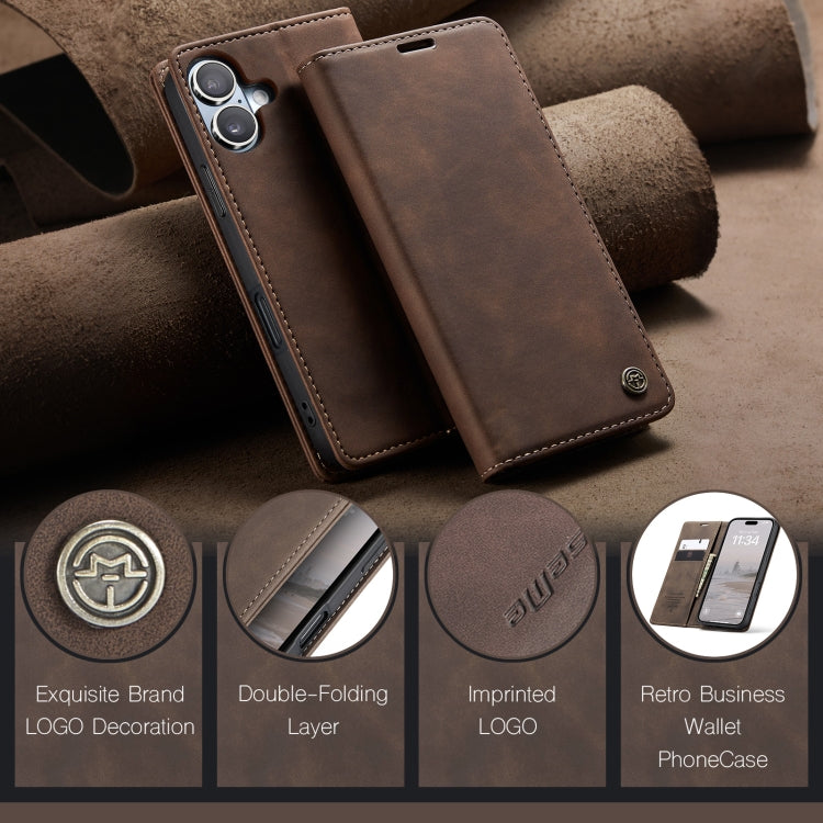 For iPhone 16 Plus CaseMe 013 Multifunctional Horizontal Flip Leather Phone Case(Coffee) - iPhone 16 Plus Cases by CaseMe | Online Shopping UK | buy2fix