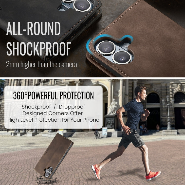 For iPhone 16 Plus CaseMe 013 Multifunctional Horizontal Flip Leather Phone Case(Coffee) - iPhone 16 Plus Cases by CaseMe | Online Shopping UK | buy2fix