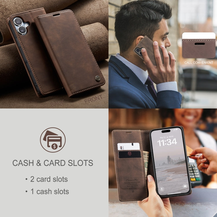 For iPhone 16 Plus CaseMe 013 Multifunctional Horizontal Flip Leather Phone Case(Coffee) - iPhone 16 Plus Cases by CaseMe | Online Shopping UK | buy2fix