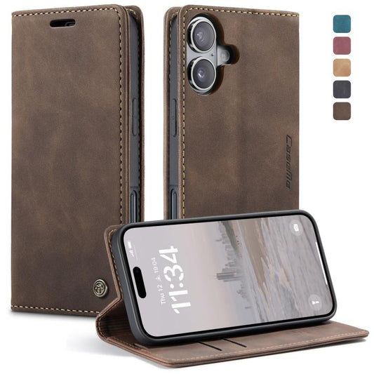 For iPhone 16 Plus CaseMe 013 Multifunctional Horizontal Flip Leather Phone Case(Coffee) - iPhone 16 Plus Cases by CaseMe | Online Shopping UK | buy2fix
