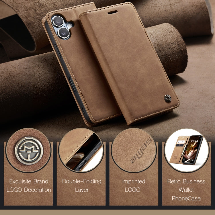 For iPhone 16 Plus CaseMe 013 Multifunctional Horizontal Flip Leather Phone Case(Brown) - iPhone 16 Plus Cases by CaseMe | Online Shopping UK | buy2fix