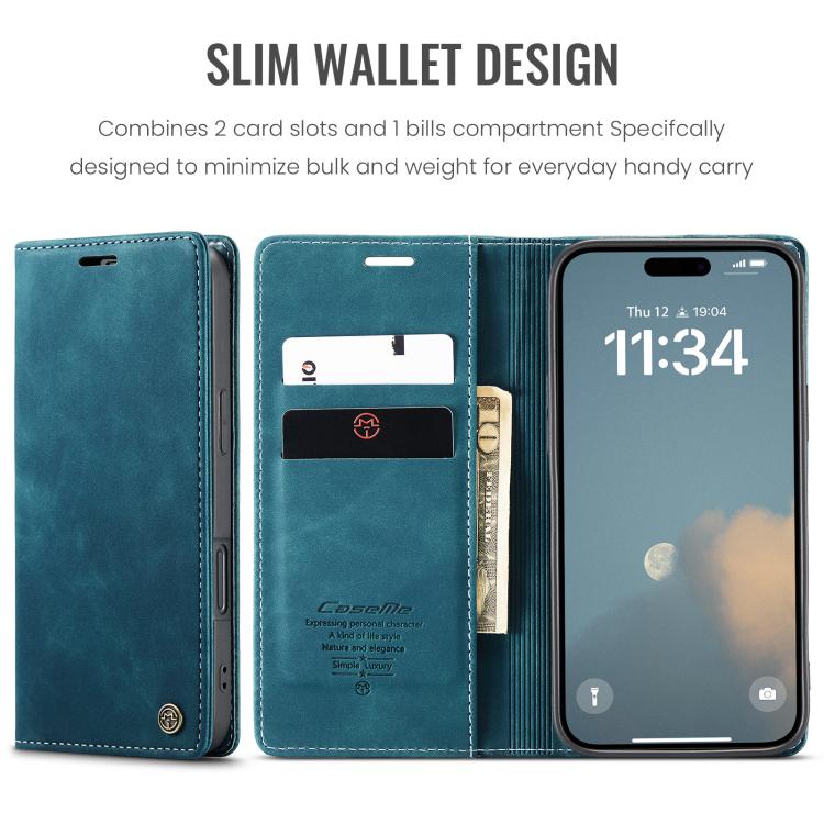 For iPhone 16 Plus CaseMe 013 Multifunctional Horizontal Flip Leather Phone Case(Blue) - iPhone 16 Plus Cases by CaseMe | Online Shopping UK | buy2fix