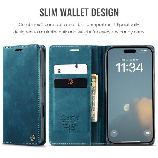 For iPhone 16 Plus CaseMe 013 Multifunctional Horizontal Flip Leather Phone Case(Blue) - iPhone 16 Plus Cases by CaseMe | Online Shopping UK | buy2fix