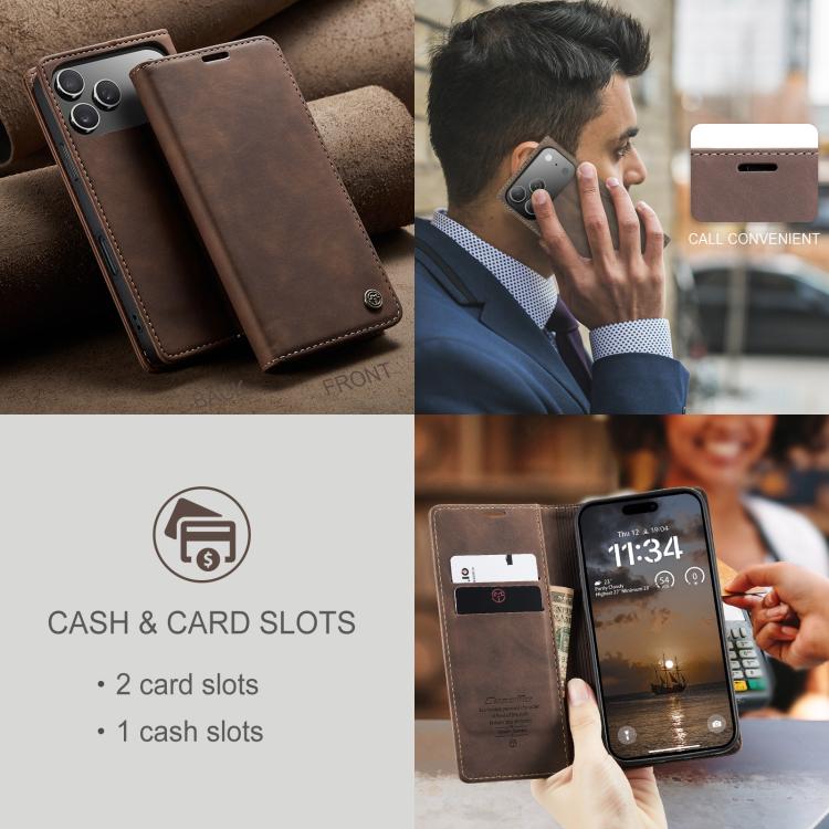 For iPhone 17 Pro CaseMe 013 Multifunctional Horizontal Flip Leather Phone Case(Coffee) - iPhone 17 Pro Cases by CaseMe | Online Shopping UK | buy2fix