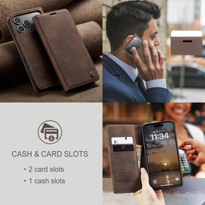 For iPhone 17 Pro CaseMe 013 Multifunctional Horizontal Flip Leather Phone Case(Coffee) - iPhone 17 Pro Cases by CaseMe | Online Shopping UK | buy2fix