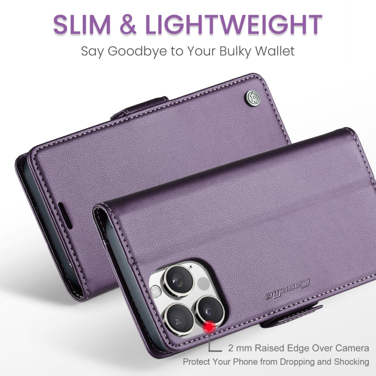 For iPhone 16 Pro Max CaseMe 023 Butterfly Buckle Litchi Texture RFID Anti-theft Leather Phone Case(Purple) - iPhone 16 Pro Max Cases by CaseMe | Online Shopping UK | buy2fix