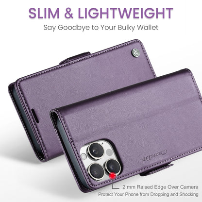 For iPhone 16 Pro Max CaseMe 023 Butterfly Buckle Litchi Texture RFID Anti-theft Leather Phone Case(Purple) - iPhone 16 Pro Max Cases by CaseMe | Online Shopping UK | buy2fix