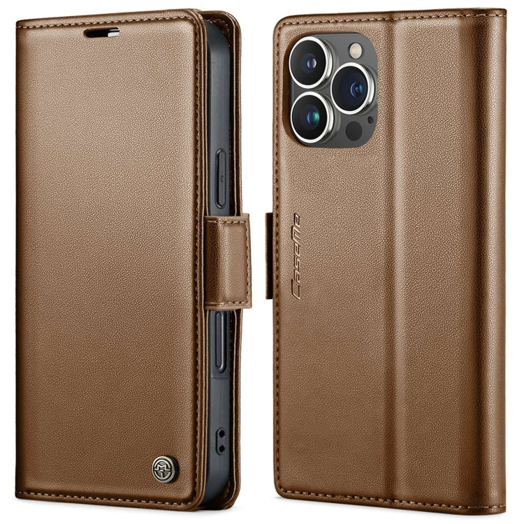 For iPhone 16 Pro Max CaseMe 023 Butterfly Buckle Litchi Texture RFID Anti-theft Leather Phone Case(Brown) - iPhone 16 Pro Max Cases by CaseMe | Online Shopping UK | buy2fix