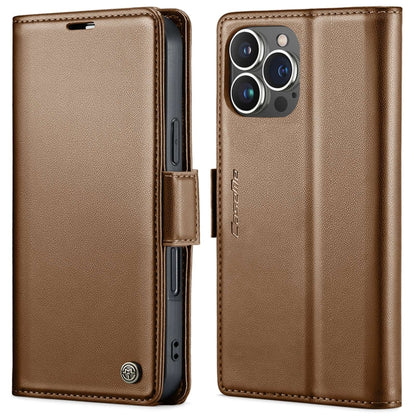 For iPhone 16 Pro Max CaseMe 023 Butterfly Buckle Litchi Texture RFID Anti-theft Leather Phone Case(Brown) - iPhone 16 Pro Max Cases by CaseMe | Online Shopping UK | buy2fix