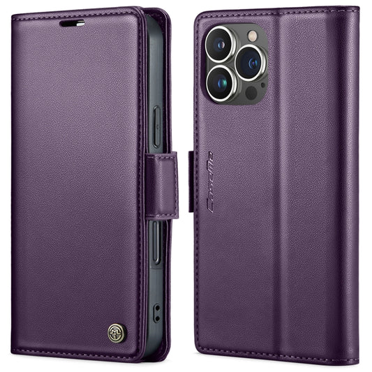 For iPhone 16 Pro CaseMe 023 Butterfly Buckle Litchi Texture RFID Anti-theft Leather Phone Case(Purple) - iPhone 16 Pro Cases by CaseMe | Online Shopping UK | buy2fix