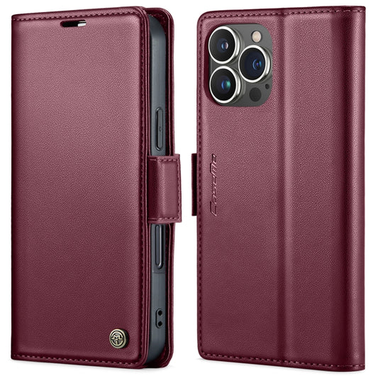 For iPhone 16 Pro CaseMe 023 Butterfly Buckle Litchi Texture RFID Anti-theft Leather Phone Case(Red) - iPhone 16 Pro Cases by CaseMe | Online Shopping UK | buy2fix