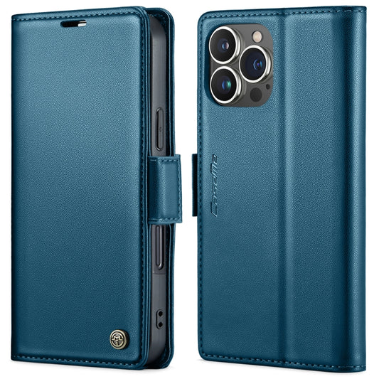 For iPhone 16 Pro CaseMe 023 Butterfly Buckle Litchi Texture RFID Anti-theft Leather Phone Case(Blue) - iPhone 16 Pro Cases by CaseMe | Online Shopping UK | buy2fix