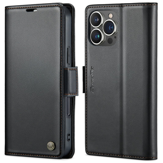 For iPhone 16 Pro CaseMe 023 Butterfly Buckle Litchi Texture RFID Anti-theft Leather Phone Case(Black) - iPhone 16 Pro Cases by CaseMe | Online Shopping UK | buy2fix