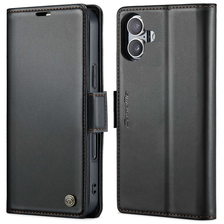 For iPhone 16 CaseMe 023 Butterfly Buckle Litchi Texture RFID Anti-theft Leather Phone Case(Black) - iPhone 16 Cases by CaseMe | Online Shopping UK | buy2fix