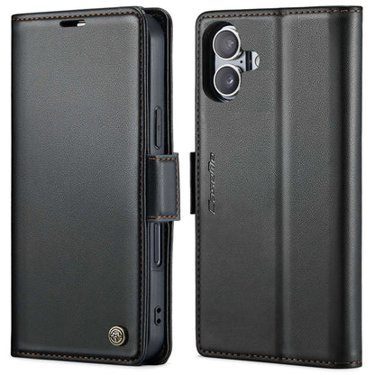 For iPhone 16 CaseMe 023 Butterfly Buckle Litchi Texture RFID Anti-theft Leather Phone Case(Black) - iPhone 16 Cases by CaseMe | Online Shopping UK | buy2fix