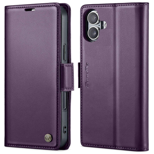 For iPhone 16 Plus CaseMe 023 Butterfly Buckle Litchi Texture RFID Anti-theft Leather Phone Case(Purple) - iPhone 16 Plus Cases by CaseMe | Online Shopping UK | buy2fix