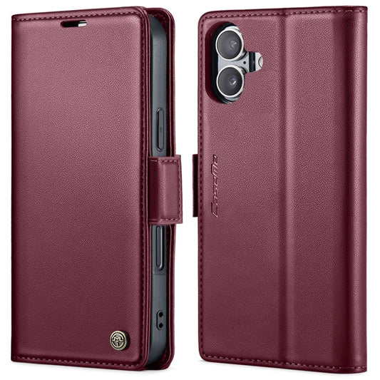 For iPhone 16 Plus CaseMe 023 Butterfly Buckle Litchi Texture RFID Anti-theft Leather Phone Case(Red) - iPhone 16 Plus Cases by CaseMe | Online Shopping UK | buy2fix