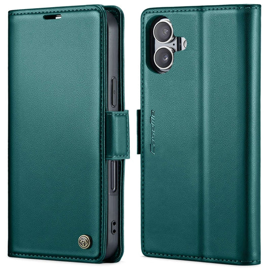 For iPhone 16 Plus CaseMe 023 Butterfly Buckle Litchi Texture RFID Anti-theft Leather Phone Case(Green) - iPhone 16 Plus Cases by CaseMe | Online Shopping UK | buy2fix
