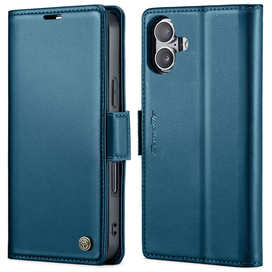 For iPhone 16 Plus CaseMe 023 Butterfly Buckle Litchi Texture RFID Anti-theft Leather Phone Case(Blue) - iPhone 16 Plus Cases by CaseMe | Online Shopping UK | buy2fix