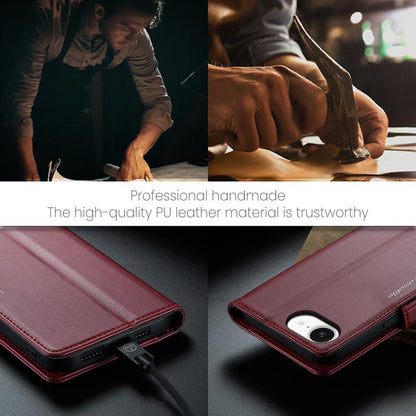 For iPhone 16e CaseMe 023 Butterfly Buckle Litchi Texture RFID Anti-theft Leather Phone Case(Red) - iPhone 16e Cases by CaseMe | Online Shopping UK | buy2fix