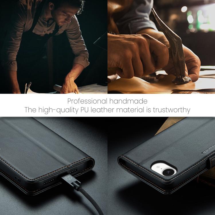 For iPhone 16e CaseMe 023 Butterfly Buckle Litchi Texture RFID Anti-theft Leather Phone Case(Black) - iPhone 16e Cases by CaseMe | Online Shopping UK | buy2fix